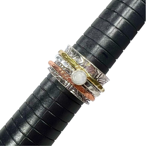 SPINNER! Vintage 925 Moonstone Gemstone Spinner Ring size 9.5